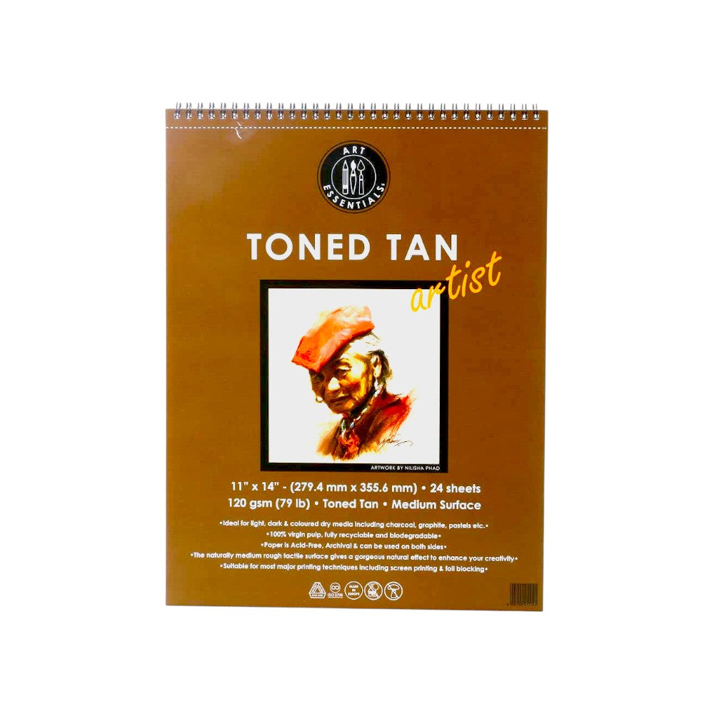 Art Essentials Toned Tan Artist Sketching Paper Medium Surface ,120 GSM-Spiral Pad Art Essentials